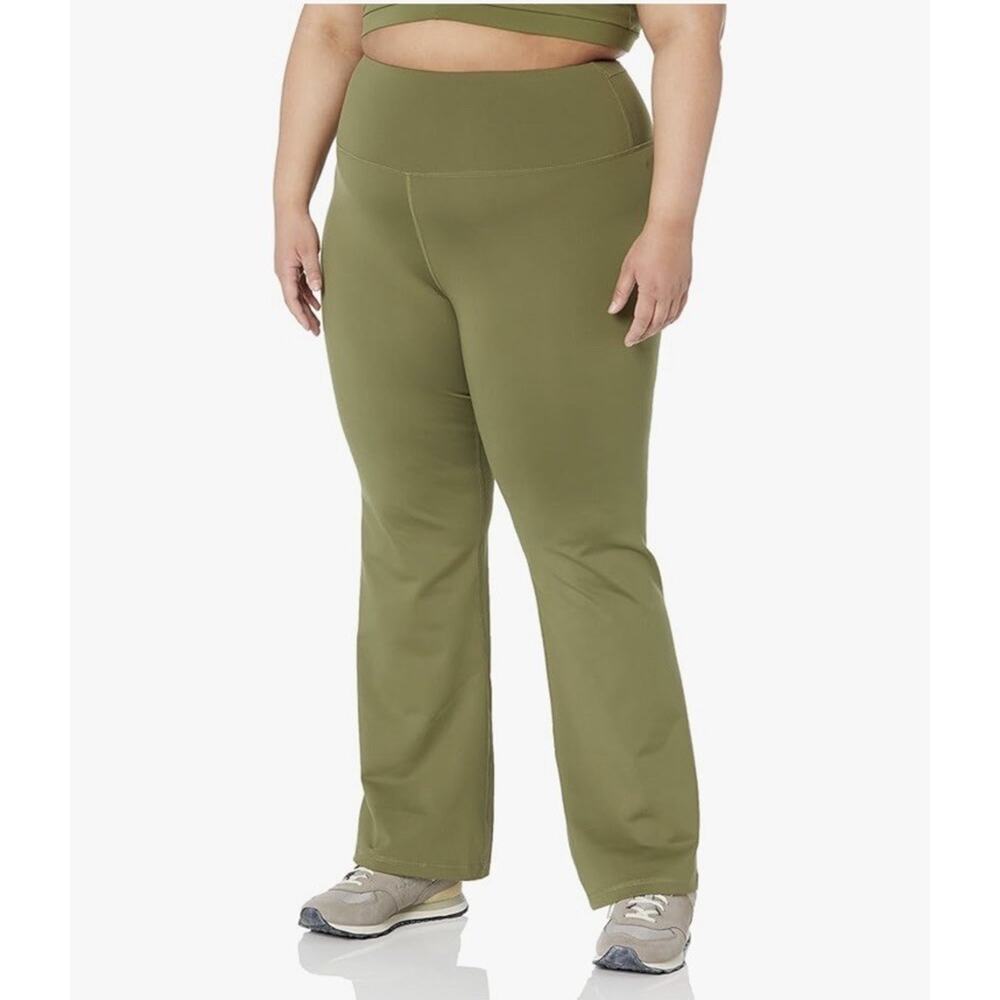 Core 10 Leggings Womens 2X High Rise Boot Cut‎ Yoga Gym Comfort Dark Olive Green